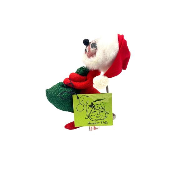 ANNALEE Doll Christmas Mouse Santa Claus w/Toy Burlap Bag w/Tag, Vintage 1965-67 - Picture 5 of 9